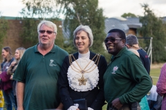 City of London Sheriff Liz Green talks to Heath rangers Terry Holly and Charles Cofie (right)